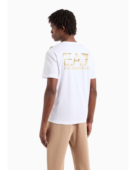 T-shirt Girocollo Logo Series In Cotone di EA7 in White da Uomo