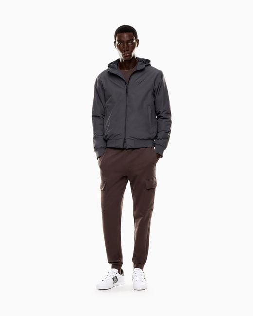 EA7 Core Identity Bomberjacke Mit Kapuze Aus Funktionsgewebe in Gray für Herren