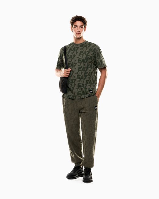 EA7 Green Asv Logo Series Organic-Cotton Crew-Neck T-Shirt for men