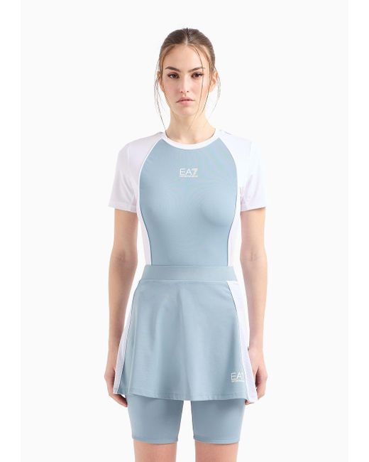 EA7 Blue Tennis Pro Mini Skirt In Asv Ventus7 Technical Fabric