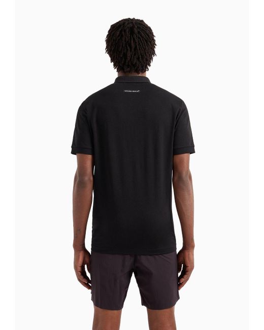 EA7 Black Dynamic Athlete Polo Shirt In Natural Ventus7 Technical Fabric for men