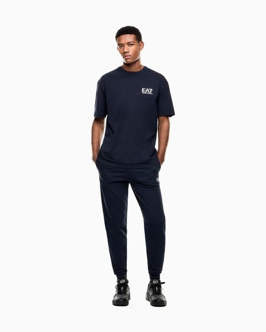 EA7 Blue Visibility Cotton Jersey T-Shirt for men