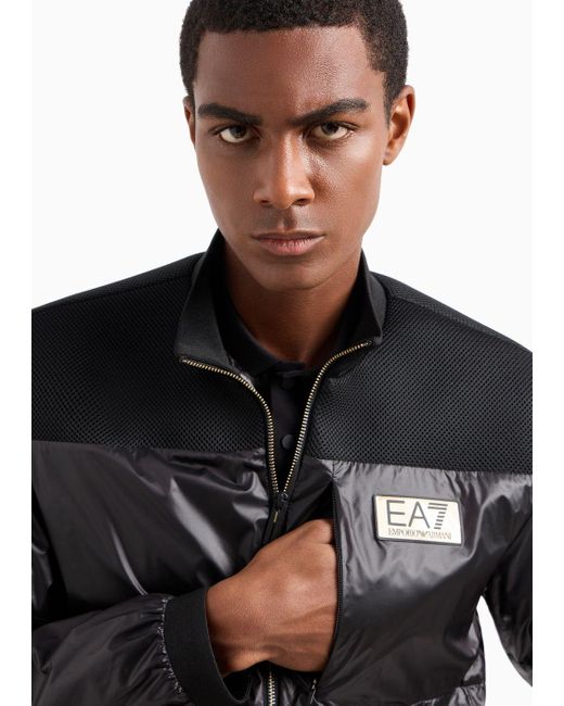EA7 Gold Label Jacke Mit Reißverschluss, Gefertigt Aus Funktionsgewebe in Black für Herren