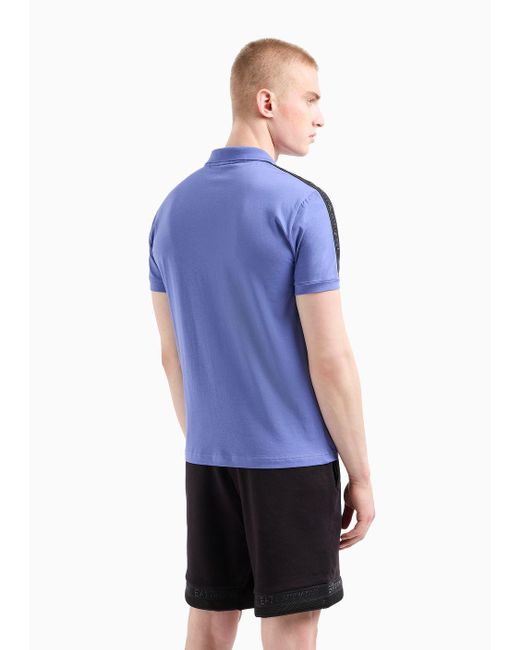 EA7 Logo Series Poloshirt Aus Baumwolle in Blue für Herren
