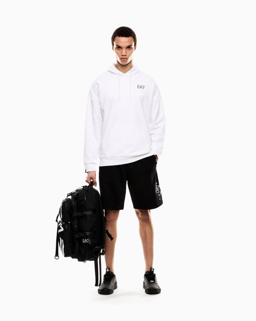 Felpa Con Cappuccio Graphic Series di EA7 in White da Uomo