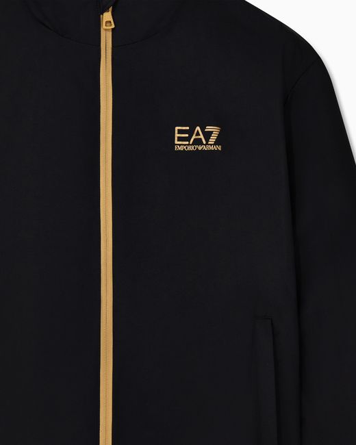 EA7 Black Oversized Bomber Jacket Core Identity With Hood for men