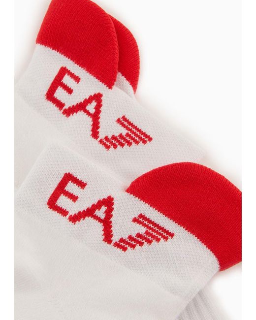 EA7 Red Tennis Pro Cotton-blend Ankle Socks