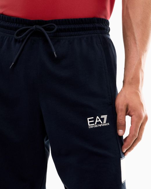 EA7 Blue Core Identity Cotton Bermuda Shorts for men
