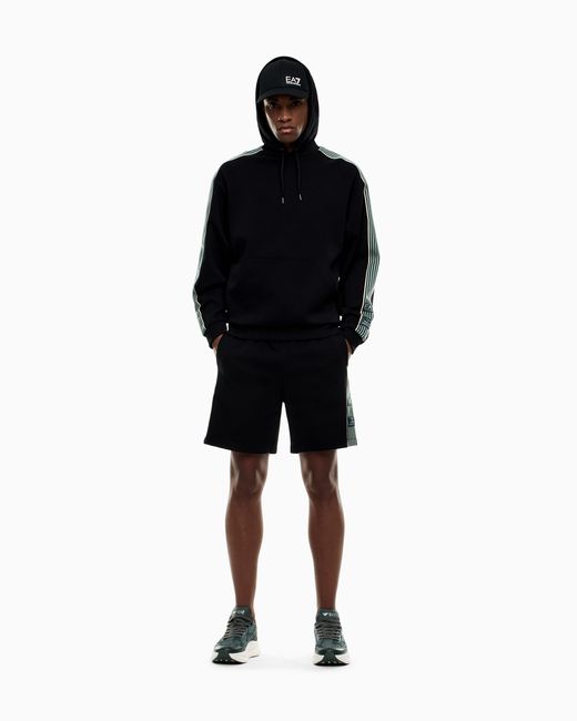 EA7 Black Cotton-Blend Logo Series Sweatshirt for men