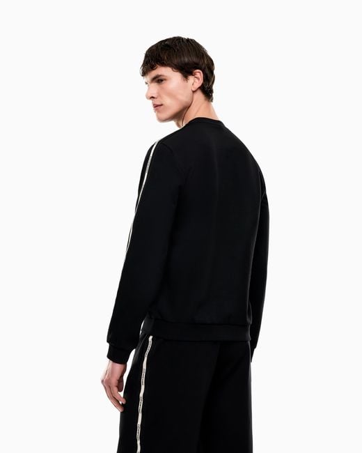 EA7 Black Logo Series Cotton-Blend Interlock Sweatshirt for men