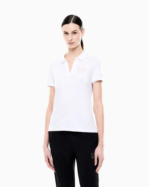 EA7 White Evolution Short-Sleeved Polo Shirt