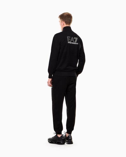 EA7 Blue Visibility Pure Cotton Zip-Up Tracksuit for men
