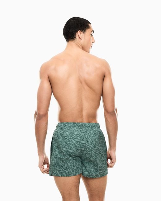 EA7 Green Graphic Series Swim Trunks With Monogram Print for men