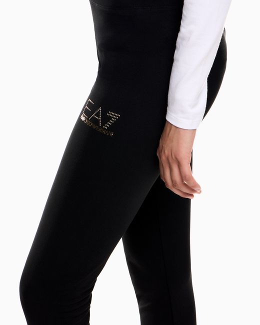 Legging Jersey Stretch Con Micro Borchiette Evolution di EA7 in Black