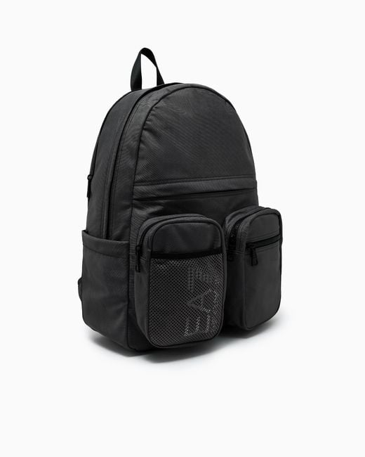 EA7 Black Technical Fabric Backpack