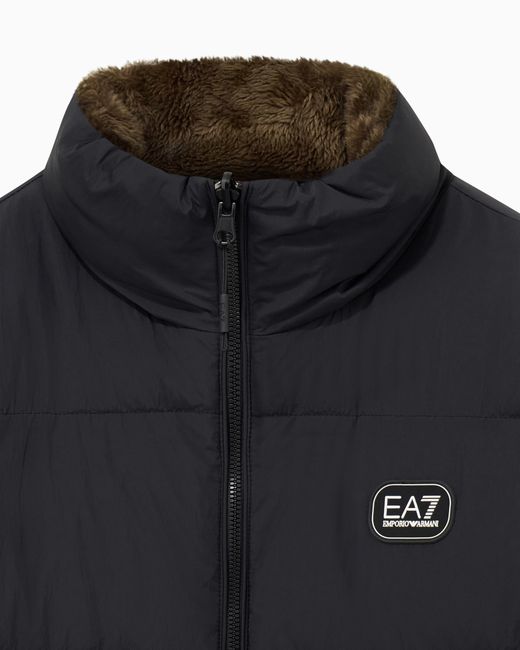 EA7 Blue Oversized Reversible Bomber Jacket With Padding for men