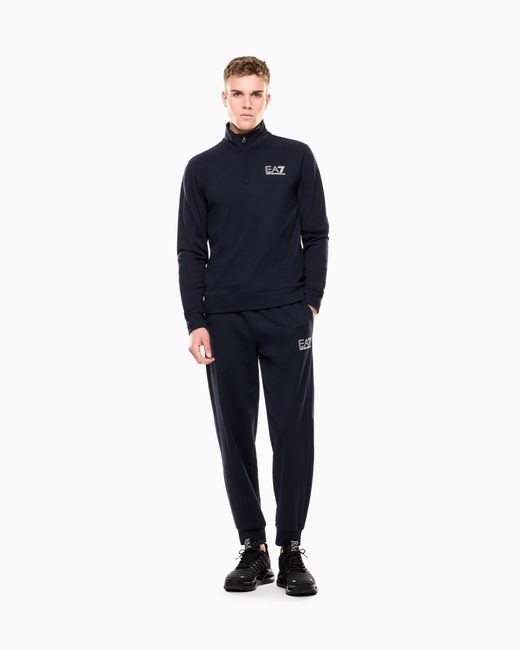 EA7 Blue Visibility Pure Cotton Tracksuit for men