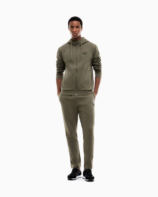 EA7 Green Regular Fit Full-Zip Hoodie Core Identity for men
