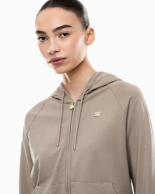 EA7 Natural Logo Sweatshirt With Zip And Drawstring Hood Core Lady
