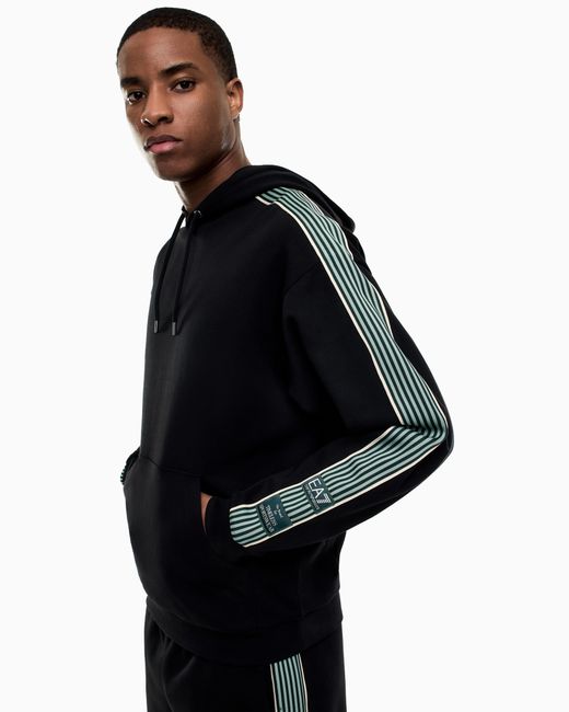 EA7 Black Cotton-Blend Logo Series Sweatshirt for men