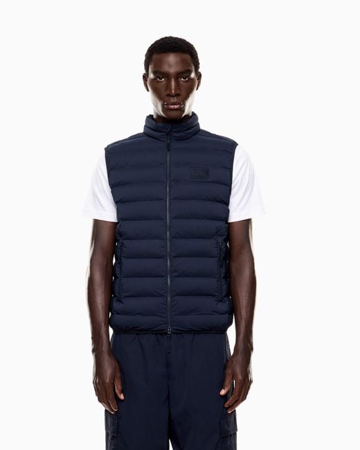 EA7 Blue Technical Fabric Padded Gilet for men