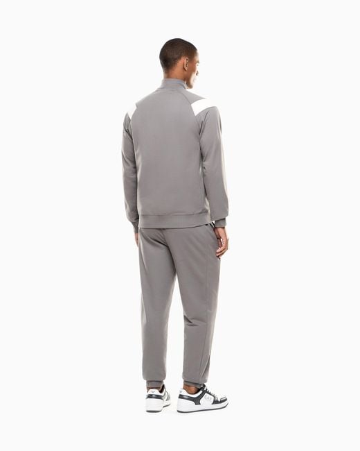 EA7 Gray Core Identity Cotton Tracksuit for men