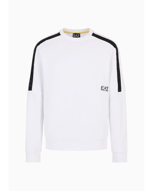 EA7 Logo Series Sweatshirt Mit Rundhalsausschnitt Aus Baumwolle in White für Herren