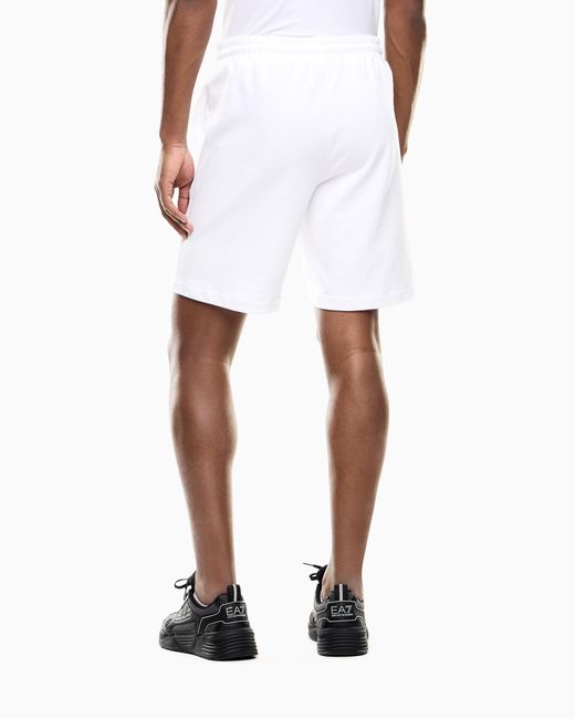 EA7 White Core Identity Cotton Shorts for men
