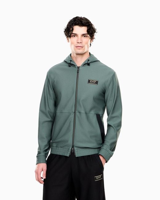 EA7 Green Premium Label Technical Fabric Hooded Sweatshirt for men