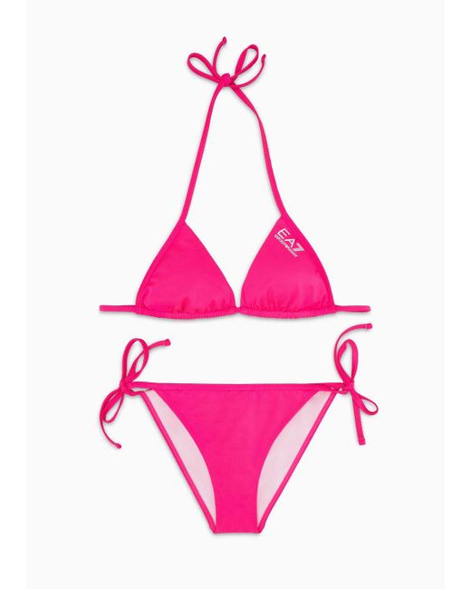 EA7 Pink Triangle Bikini With Logo