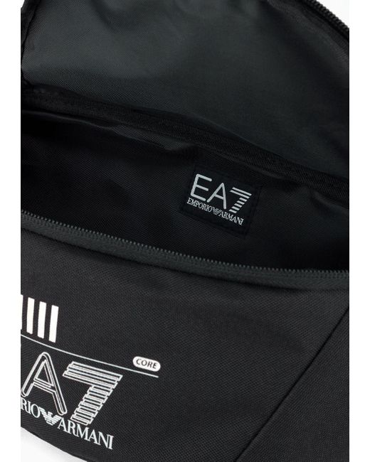 EA7 Black Train Core Recycled Fabric Belt Bag
