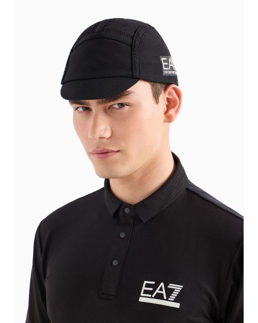 EA7 Black Ventus7 Technical-fabric Baseball Cap