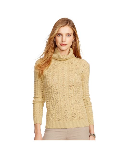Ralph lauren Metallic Wool-cashmere Sweater in Gold (holiday gold) | Lyst