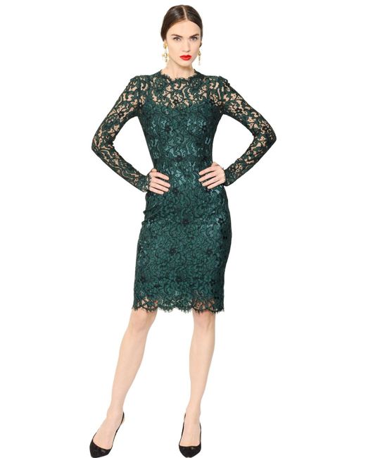 Dolce & Gabbana Green Cordonetto Lace Dress