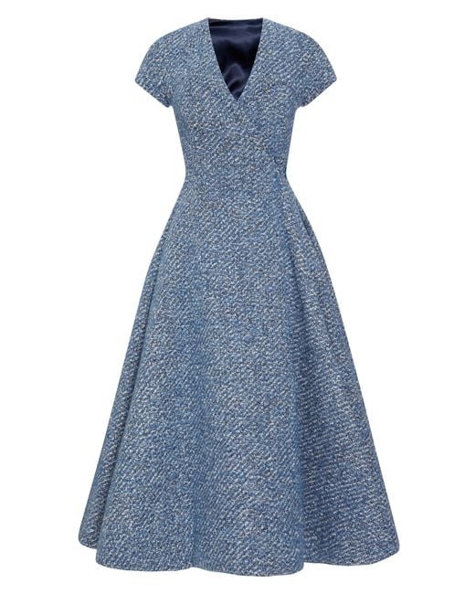 Emilia Wickstead Blue A Dress with Back-slit