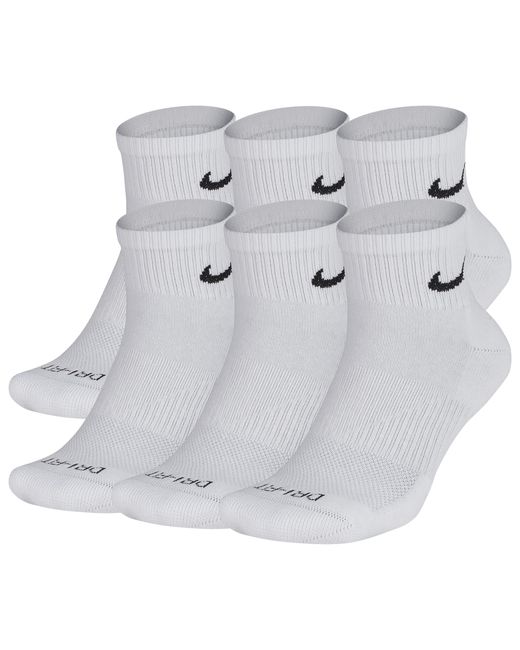 Nike 6 Pack Dri-fit Plus Quarter Socks in White/Black (White) for Men ...