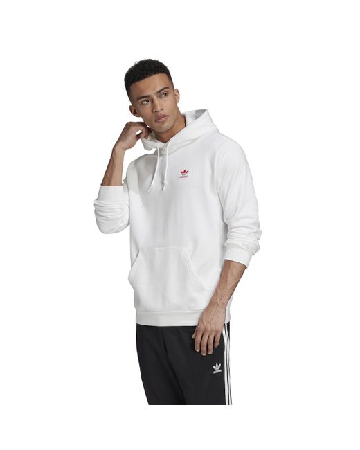 Adidas white essential hoodie Clearance