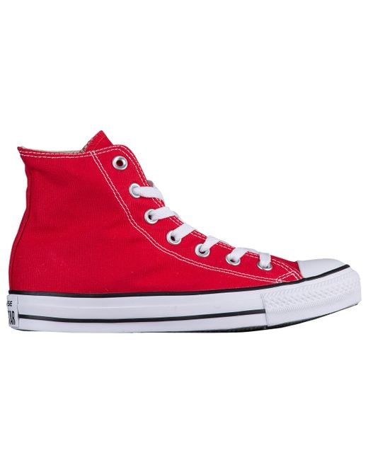 Converse Canvas All Star Hi Basketball Shoes in Red/White (Red) - Save ...