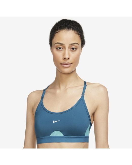 Nike Synthetic Plus Dri-fit Indy U-neck Sport Bra in Teal (Blue) - Save ...