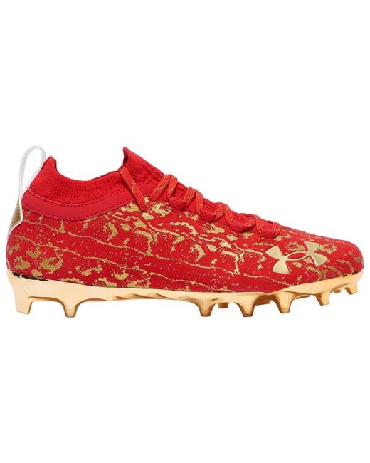 red and gold under armour cleats