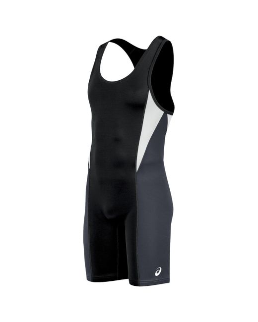 Asics Synthetic Legit Wrestling Singlet in Black/Steel Grey (Black) for