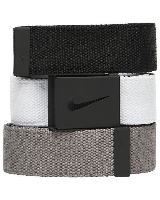 Nike Synthetic 3 In 1 Web Golf Belt Pack in Black/White/Grey (Black