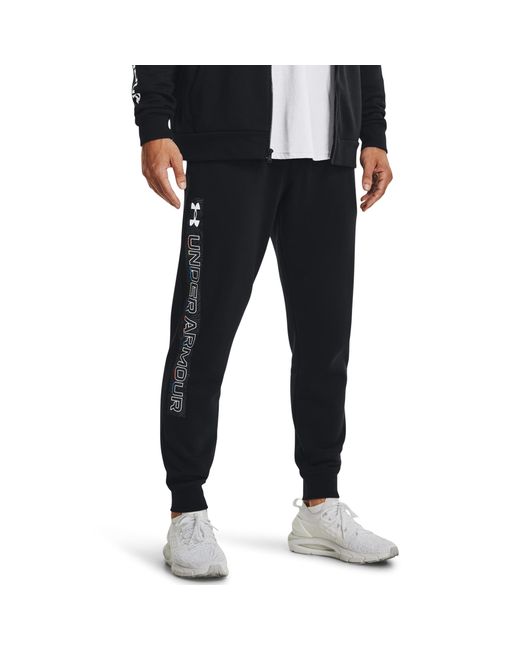 Under Armour Cotton Rival Flc Graphic Joggers in Black/White (Black ...
