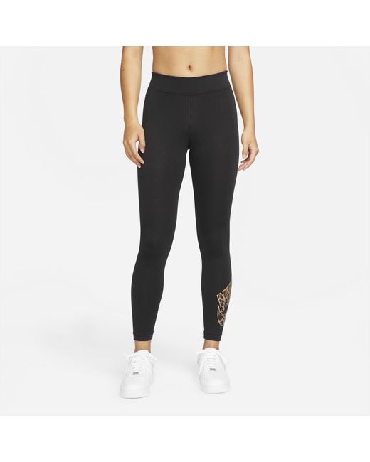 women's nike sportswear mid rise animal print futura leggings