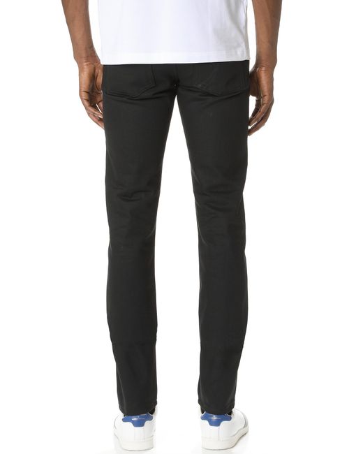 Naked /& Famous Denim Mens Strong Guy-Solid Black Selvedge