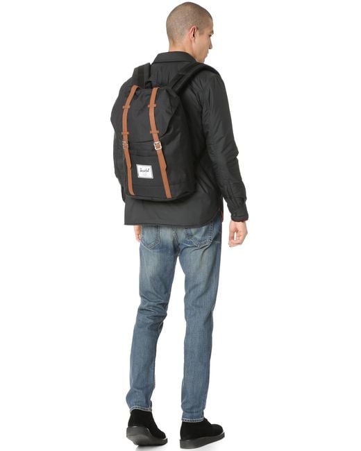 Herschel Supply Co. Fleece 'retreat' Backpack in Black/Tan pu (Black) Save 30 Lyst