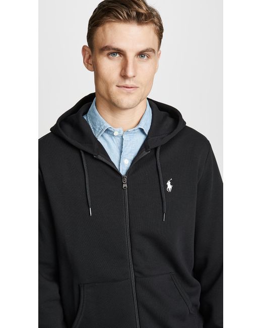 Polo Ralph Lauren Synthetic Double Knit Full Zip Hoodie in Black for ...