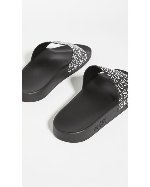 MCM Rubber Logo Group M. Slides in Black for Men - Lyst