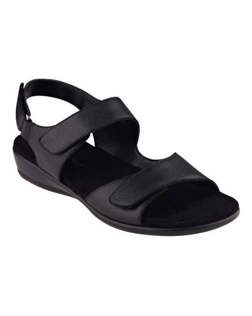 Easy Spirit Leather Hartwell Flat Sandals in Black Leather (Black) Lyst