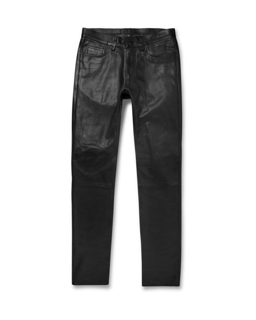 Acne Studios Black Depp Fly Leather Trousers for men